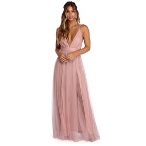 Windsor Elizabeth Pleated Tulle Pink Dress